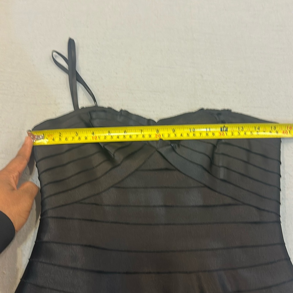BCBGMaxAzria Black Ruched Bandage Layers Maxi  Formal Sweetheart Neckline Dress - Picture 10 of 16